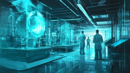 Fototapete - Explore advanced infection control systems through innovative technical illustrations in a cutting-edge laboratory environment