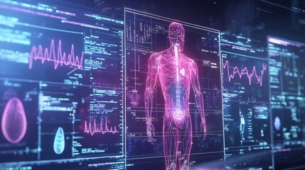 Poster - Explore the future of wellness monitoring through abstract visualization of human anatomy and vital signs