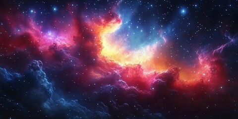 Poster - Colorful Cosmic Nebula with Stars in the Universe