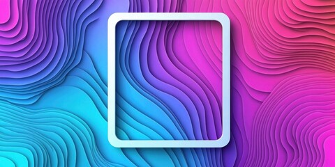 Wall Mural - Abstract paper cut design with iridescent tones and holographic reflections, framing a blank center. Modern cards, invitations, and creative banners. 