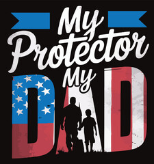 Wall Mural - My protector my dad illustration vector .