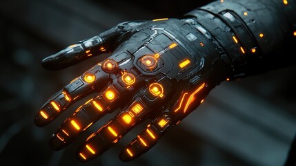 Sticker - Futuristic robotic hand with glowing details 