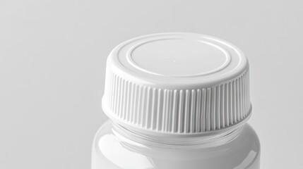 Closeup of a plastic cap from a white bottle, isolated against a clean white background. This plastic cap emphasizes versatility and design with ample copy space.