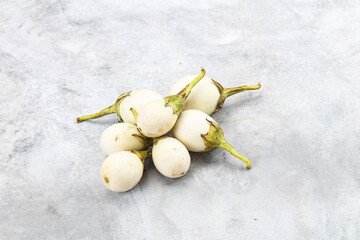 Natural organic white round eggplant