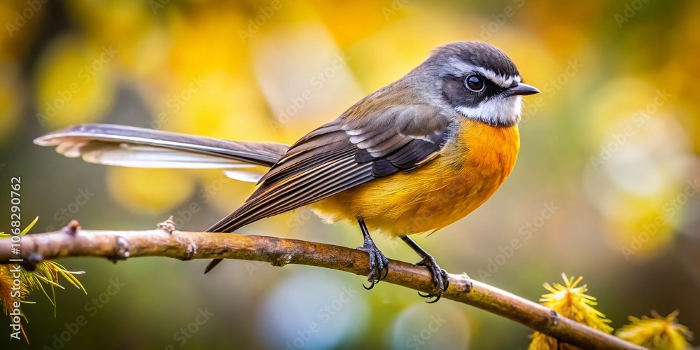 Captivating New Zealand Fantail Bird, Piwakawaka, Perched Gracefully on ...