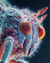 Highly Detailed Electron Microscopy of a Mite s Captivating Face at 1000x Zoom