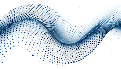 Dynamic wave of connected dots in blue and white, abstract digital design