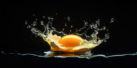 Wall Mural - A splash of water with an egg in it