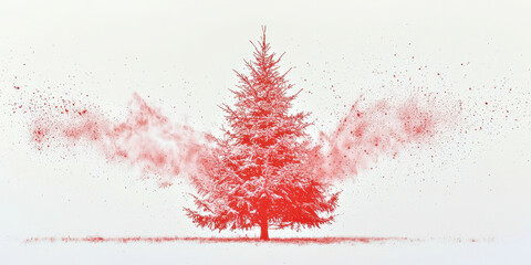 Aufkleber - A red tree is the main focus of this image
