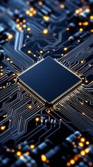 Poster - Circuitry and a microchip glow against a dark backdrop, highlighting modern technology and engineering
