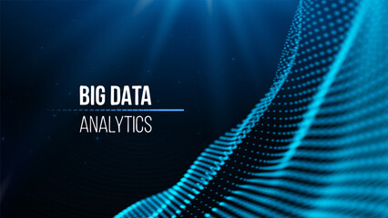 Poster - Big data analytics concept with futuristic blue waves. Personal data processing.