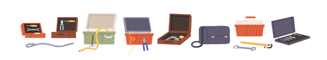 Poster - tool boxes, kits, storage cases with repair and building accessories. portable toolboxes, toolkits s