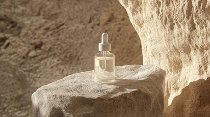 Poster - Minimalist Oil Dropper Bottle on Stone Background