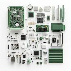Poster - Exploded view of a sustainable eco-friendly technology device showcasing innovative components for green solutions
