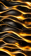 Poster - Golden lines form a mesmerizing pattern on a dark background, showcasing elegant abstract art