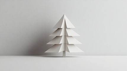 Poster - Minimalist White Paper Christmas Tree Design