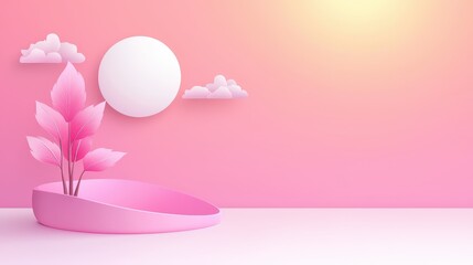 Poster - A minimalist pink background showcasing simple designs and smooth gradients, ideal for creating modern visuals for websites, presentations, or branding.