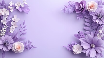 Poster - A romantic purple floral background featuring soft petals and lush greenery, perfect for enhancing the beauty of wedding invitations, events, or creative projects.