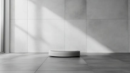 Poster - Minimalist Interior with Round Pedestal in Natural Light