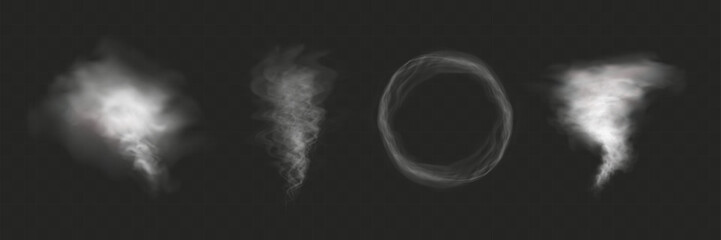 Poster - Realistic smoke, vape, fog, smog. Illustration of smoke on a transparent background.	