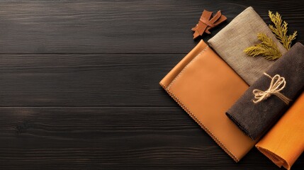 Poster - A textured vintage background showcasing worn leather and rustic fabrics, perfect for adding character to branding, marketing materials, or artistic endeavors.