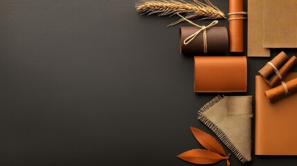 Aufkleber - A textured vintage background showcasing worn leather and rustic fabrics, perfect for adding character to branding, marketing materials, or artistic endeavors.