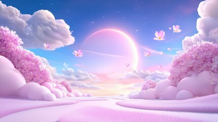 Poster - A vibrant anime background featuring colorful landscapes, whimsical characters, and detailed scenery, perfect for enhancing creative projects, art, or marketing materials.