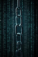 Poster - A dark, cyber-themed image featuring a lock and chains superimposed on a background of digital code, symbolizing the hidden and secure nature of the dark web. The image offers ample copy space for