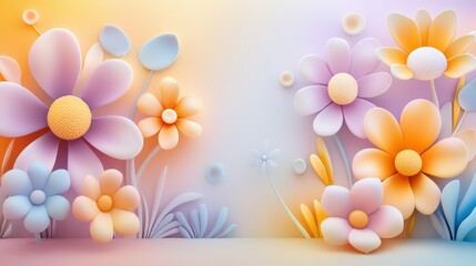 Poster - A whimsical floral background with playful designs and bright colors, ideal for creating cheerful visuals for children's products, events, or creative campaigns.