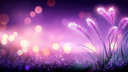 Poster - A whimsical purple blurry background filled with light flares and soft edges, perfect for conveying a magical and enchanting atmosphere in visual storytelling.