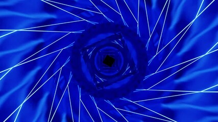 Wall Mural - Abstract background 3D animation moving through shiny glass metal and neon lights tunnel, loop