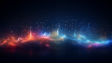 Fototapete - Network background with shine light of line and dot conncetion. Abstract technology background