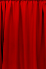 Wall Mural - red theater curtain that dropped down as a straight line. Background for inserting text, empty spaces