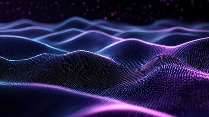 Poster - Data technology concept. Glowing wave of dots and lines. Beautiful abstract wave technology digital network. Hi-tech futuristic techno background. Science or communication background. Futuristic tech