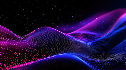 Poster - Data technology concept. Glowing wave of dots and lines. Beautiful abstract wave technology digital network. Hi-tech futuristic techno background. Science or communication background. Futuristic tech