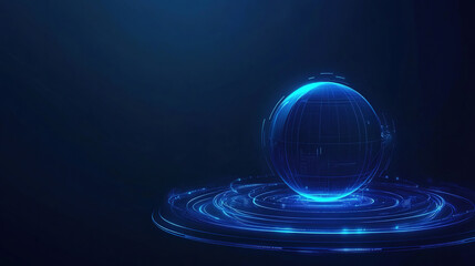 Poster - Global network and connectivity concept. Abstract blue planet Earth with digital connection lines. Technology background. Technology digital world. Internet worldwide web. Futuristic technology