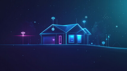 Poster - Abstract wireless network concept with digital technology. Digital connection and communication icons such as 