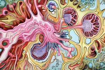 Wall Mural - enhanced d view of the amoeboid movement and pseudopodia extensi