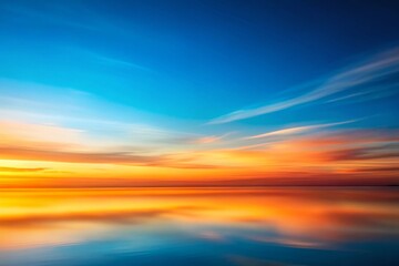 Poster - Panoramic View of a Colorful Blurred Background in Gradient Shades of Orange and Sky Blue, Emphasizing Minimalistic and Simple Flat Design Aesthetics for Vibrant Visuals