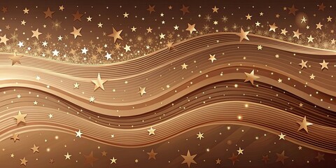 Wall Mural - Abstract background with waves and stars in a brown color palette, abstract, background, waves, stars, brown, pattern