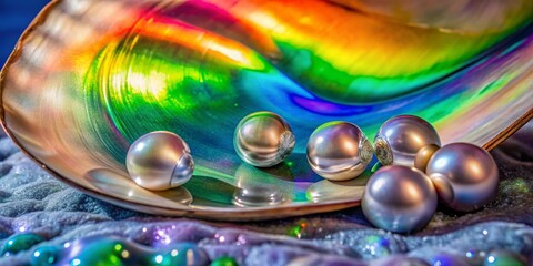 Poster - Serene Minimalist Photography Embracing the Ethereal Hues of Mother of Pearl Color in a Tranquil Composition of Nature and Abstract Elements