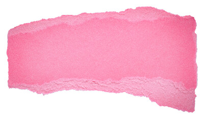 Poster - isolated cut out torn piece of blank pink paper note cardboard with texture and copy space for text,