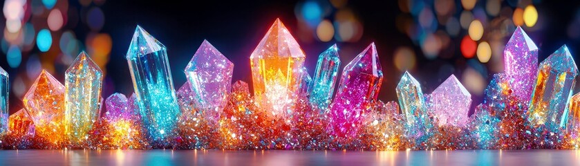 Poster - Colorful Fantasy Crystals in a Vibrant Setting