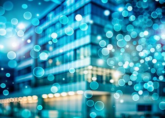Poster - Stunning Architectural Photography with a Vector Blue Turquoise Bokeh Shiny Background for Modern Interiors and Dynamic Urban Landscapes, Ideal for Design and Creative Projects