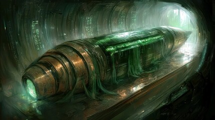 Poster - Futuristic Digital Painting of a Crumbling Tomb