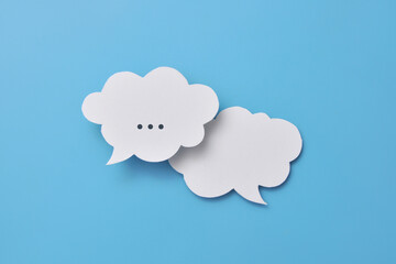 Poster - Two speech balloons. A symbol of the need to write, to ask about something
