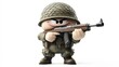 © AIGen - Funny Soldier. Humorous Military Action: Armed Soldier Aiming with Ammunition