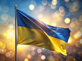 Fototapete - Vibrant Isolated Ukraine Flag with Bokeh Effect, Symbolizing National Pride and Resilience, Perfect for Creative Projects and Celebrations of Ukrainian Culture and Heritage