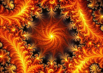 Poster - Fire Fractal Seamless Background Texture - Vibrant Flames, Abstract Patterns, High-Resolution Macro Photography for Creative Designs and Artwork