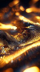 Poster - Intricate patterns of golden and blue fabric create a captivating visual effect under gentle illumination